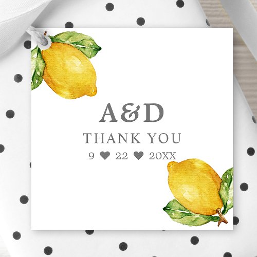 Watercolor Lemons Citrus Modern Wedding Thank You Favor Tags