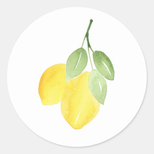Watercolor Lemons Classic Round Sticker