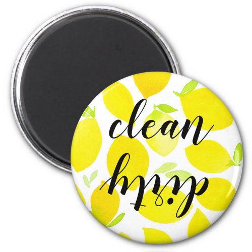 Watercolor Lemons Clean Dirty Dishwasher Magnet