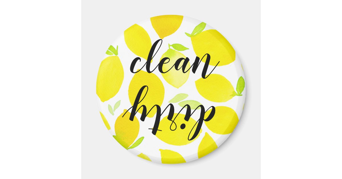 Watercolor Lemons Clean Dirty Dishwasher Magnet Zazzle Com