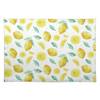 Watercolor lemons  cloth placemat