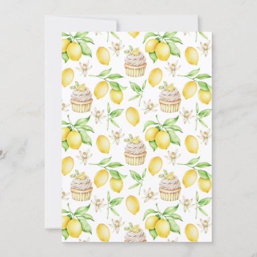 Watercolor Lemons & Cupcakes Wreath Bridal Shower Invitation | Zazzle