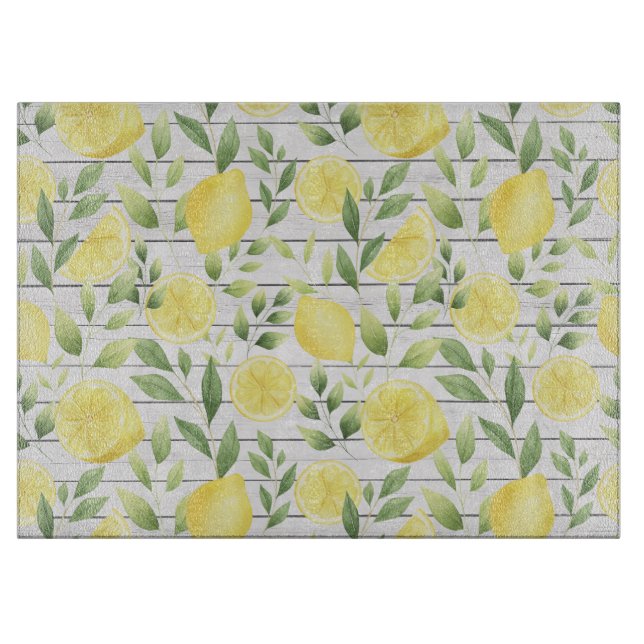 Watercolor Lemons Cutting Board (Front)