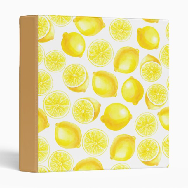 Watercolor lemons design 3 ring binder (Front/Spine)