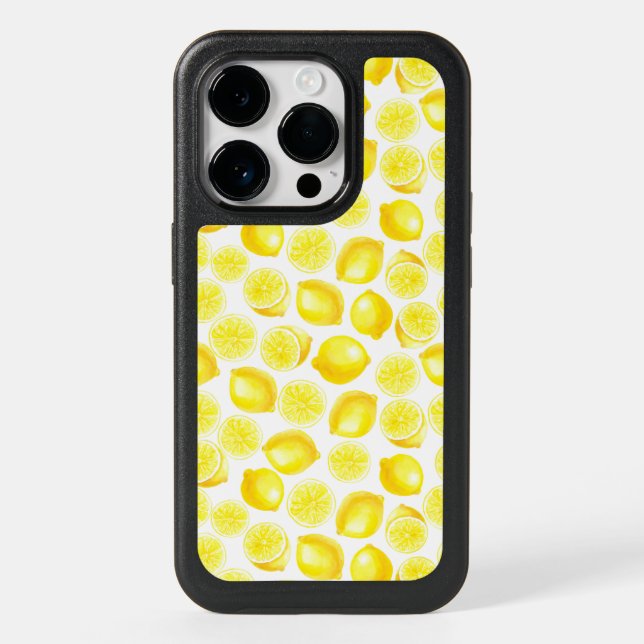 Watercolor lemons design otterbox iPhone case (Back)
