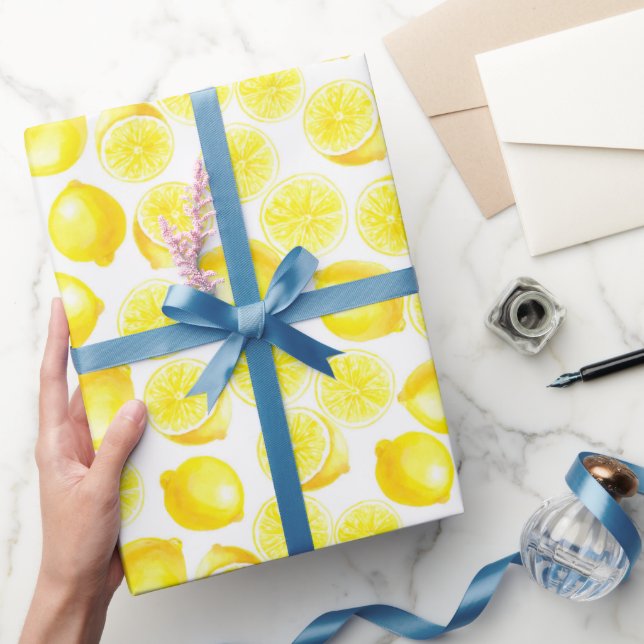 Watercolor lemons design wrapping paper (Gifting)
