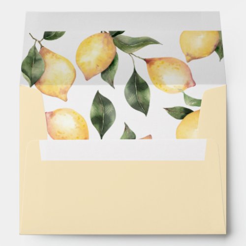 Watercolor lemons elegant wedding envelope