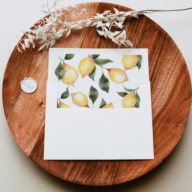 Watercolor lemons elegant wedding envelope liner (Creator Uploaded)