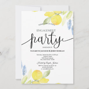Watercolor Lemons Engagement Invitation