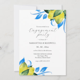Watercolor Lemons Engagement Party Invitation