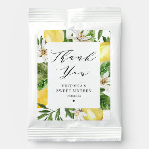 Watercolor Lemons Floral Sweet Sixteen Thank You Lemonade Drink Mix