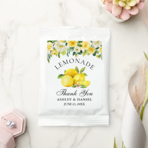 Watercolor Lemons Floral Wedding Favor Lemonade Drink Mix