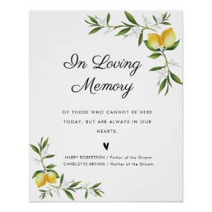 watercolor lemons floral wedding memorial sign