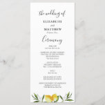 Watercolor lemons foliage wedding program<br><div class="desc">A lovely design with watercolor lemons and green foliage. You can personalize the text and colors on this wedding program template.</div>