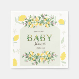 Watercolor Lemons Frame Baby Shower Napkins