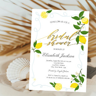 Watercolor Lemons Frame Bridal Shower Invitation