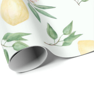 Watercolor lemons fruit citrus nature fresh yellow wrapping paper