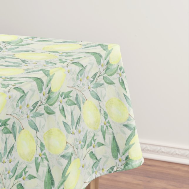 Watercolor lemons fruit citrus tablecloth (In Situ)