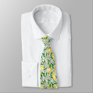 Watercolor lemons fruit neck tie