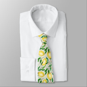 Watercolor lemons fruit neck tie