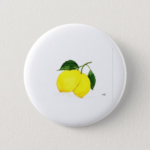 Watercolor lemons fruits kitchen decor chic rustic button