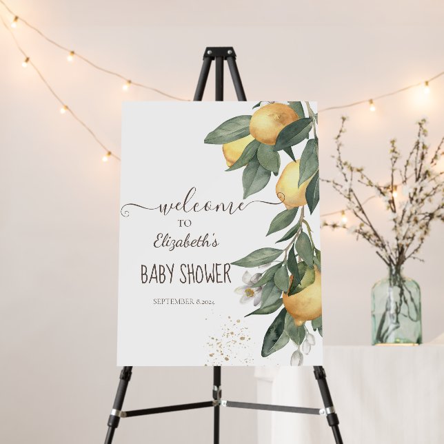 Watercolor Lemons Green Plaid Foam Board (In Situ (Stand))