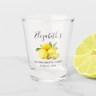 Watercolor Lemons Greenery Bachelorette Party Shot Glass