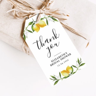 watercolor lemons greenery bridal shower gift tags