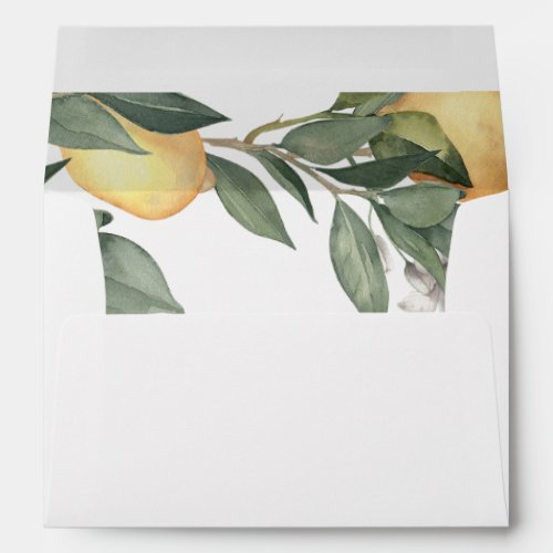Watercolor Lemons Greenery Envelope