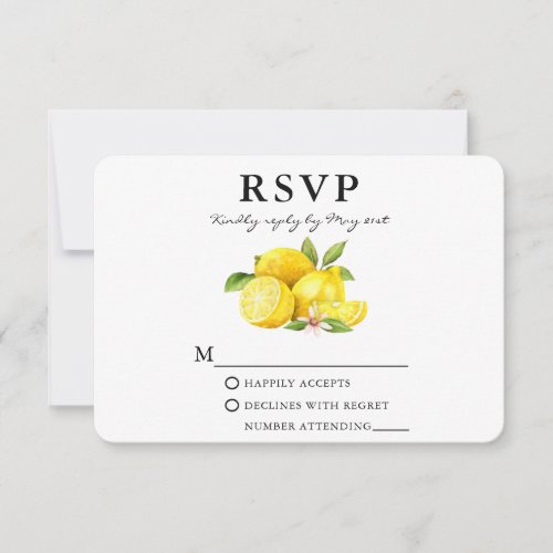 Watercolor Lemons Greenery RSVP Card