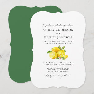 Watercolor Lemons Greenery Wedding GB Invitation