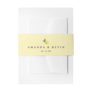 Watercolor Lemons Greenery Yellow Invitation Belly Band