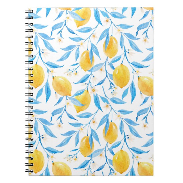 Watercolor lemons: hand-drawn pattern. notebook (Front)