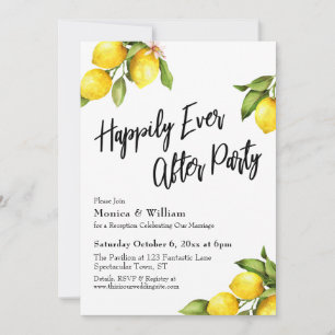 Watercolor Lemons Happily Ever After Party Invitation