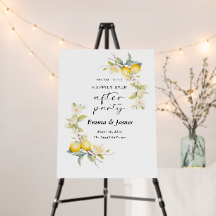 Watercolor Lemons Happily Ever After Party Sign