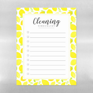 Watercolor Lemons Home Cleaning To Do Checklist Magnetic Dry Erase Sheet