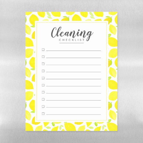 Watercolor Lemons Home Cleaning To Do Checklist Magnetic Dry Erase Sheet