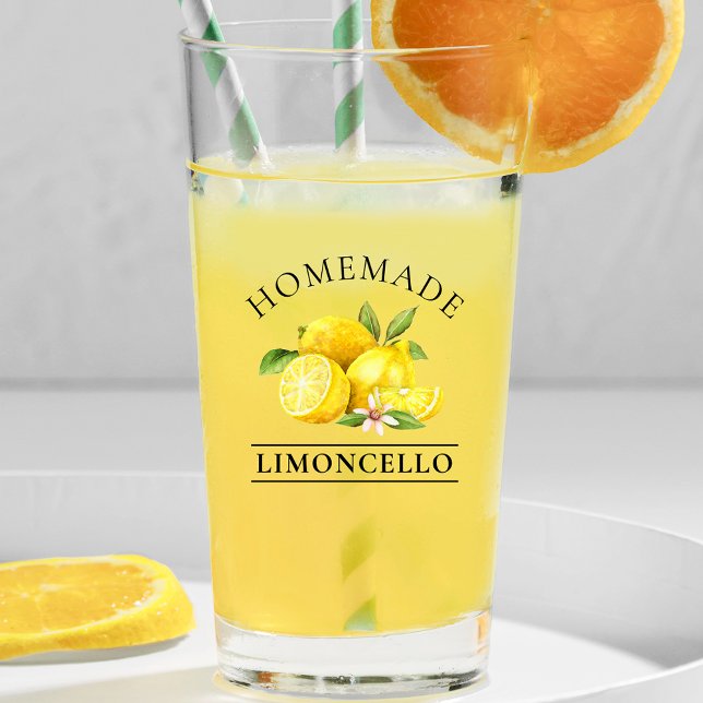 Watercolor Lemons Homemade Limoncello Glass (Limoncello Glass)
