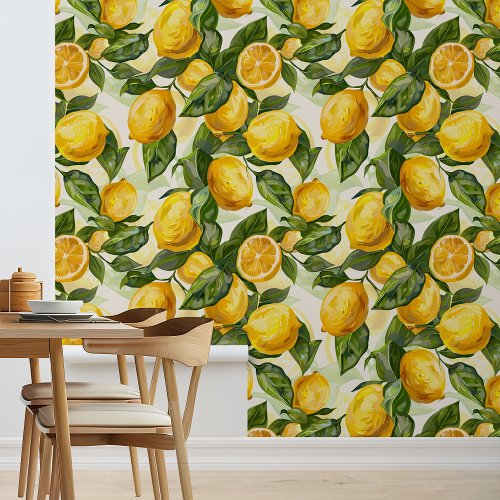 Watercolor lemons Kitchen Nursery  Wallpaper