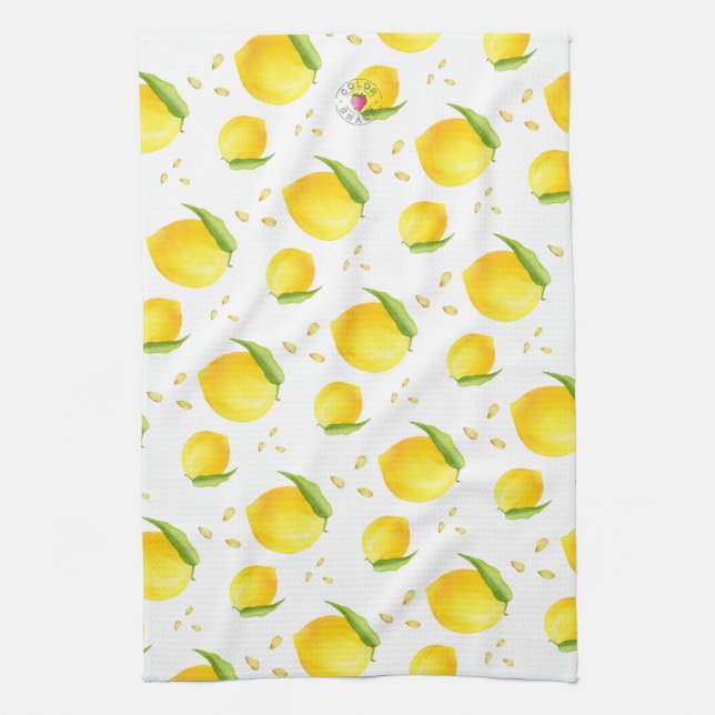 Watercolor Lemons Kitchen Towel (Vertical)