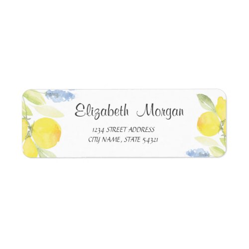 Watercolor Lemons  Label