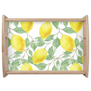 Watercolor Lemons large Serving Tray