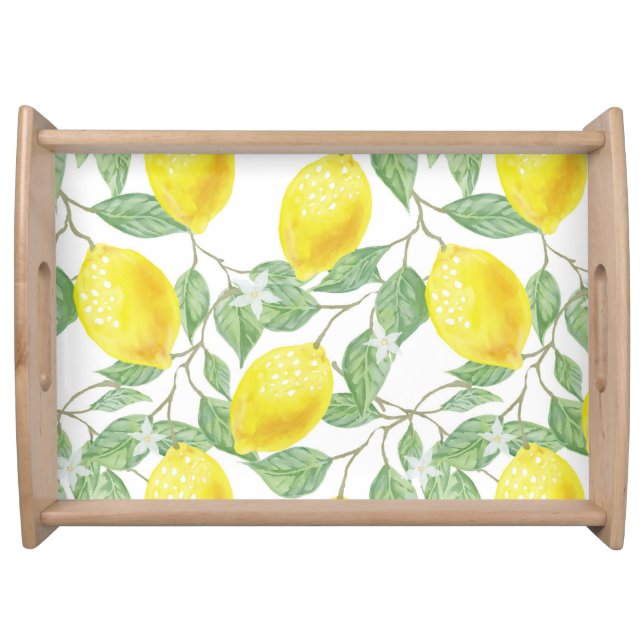Watercolor Lemons large Serving Tray (Front)