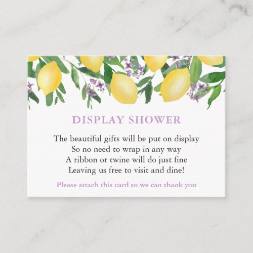 Watercolor Lemons Lavender Text Display Shower Enclosure Card