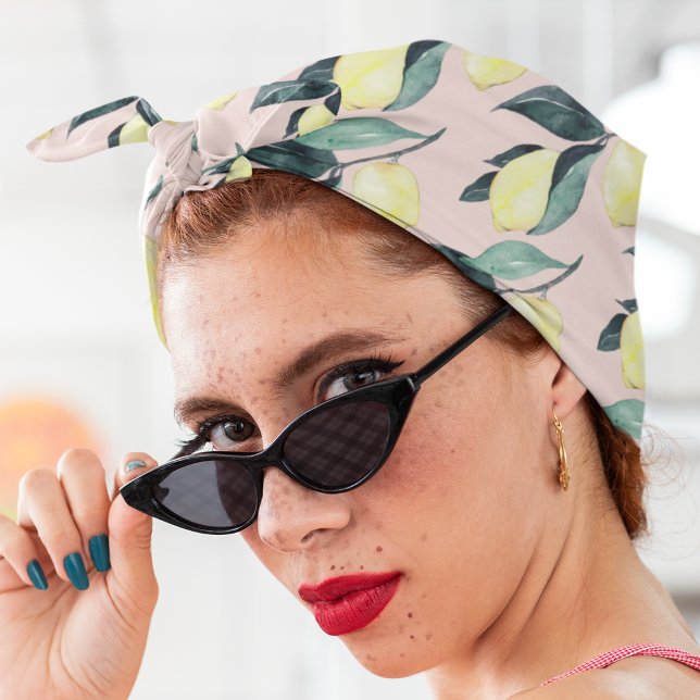 Watercolor Lemons & Leaves Yellow Seamless Pattern Bandana (Creator Uploaded)