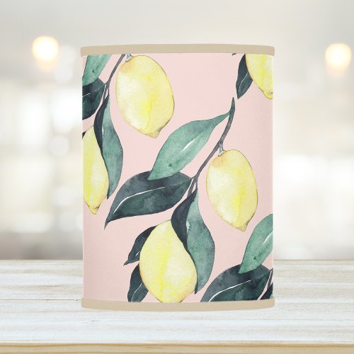 Watercolor Lemons  Leaves Yellow Seamless Pattern Lamp Shade