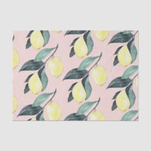 Watercolor Lemons & Leaves Yellow Seamless Pattern Tissue Paper
