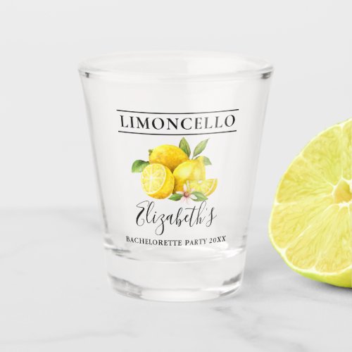 Watercolor Lemons Limoncello Bachelorette Party Shot Glass