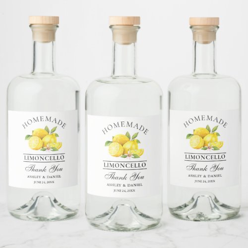 Watercolor Lemons Limoncello Liquor Bottle Labels