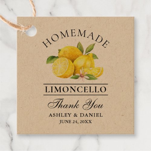 Watercolor Lemons Limoncello Thanks Kraft Tags